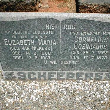SCHEEPERS Cornelius Coenradus 1893-1973 &amp; Elizabeth Maria VAN NIEKERK 1900-1967