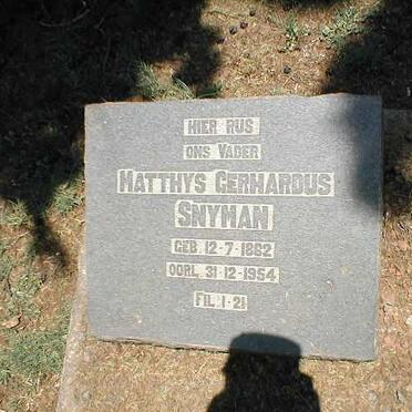 SNYMAN Matthys Gerhardus 1862-1954 &amp; Susanna Cornelia V.D. MERWE 1864-1915