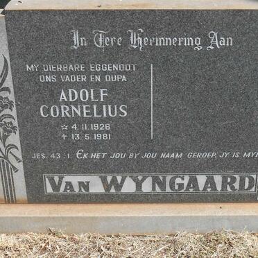 WYNGAARD Adolf Cornelius, van 1926-1981