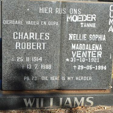 WILLIAMS Charles Robert 1914-1988 &amp; Nellie Sophia Magdalena VENTER 1921-1994