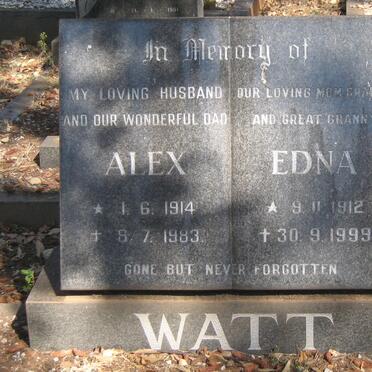 WATT Alex 1914-1983 &amp; Edna 1912-1999