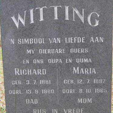 WITTING Richard 1881-1960 &amp; Maria 1887-1965