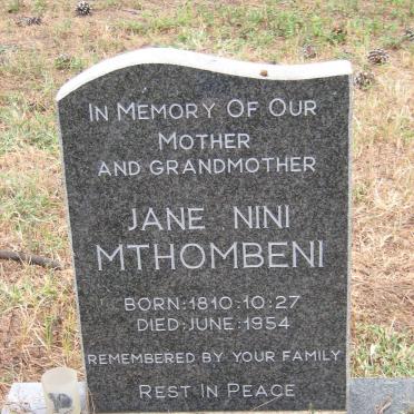 MTHOMBENI Jane Nini ?-1954