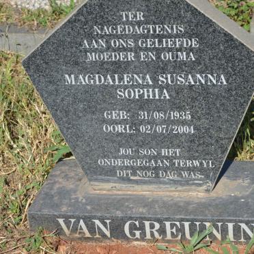GREUNING Magdalena Susanna Sophia, van 1935-2004