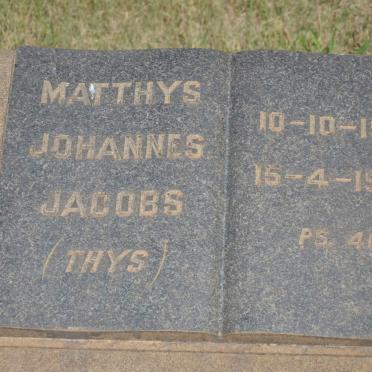 JACOBS Matthys Johannes 1912-1960