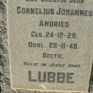 LUBBE Cornelius Johannes Andries 1929-1946