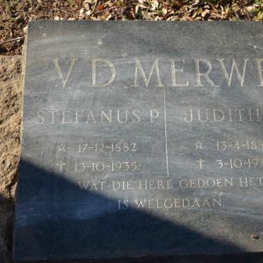 MERWE Stefanus P., v.d. 1882-1935 &amp; Judith I. 1885-1977