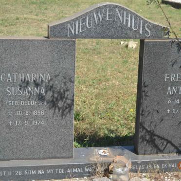 NIEUWENHUIS Frederik Antonie 1893-1955 &amp; Catharina Susanna OELOFSE 1896-1974