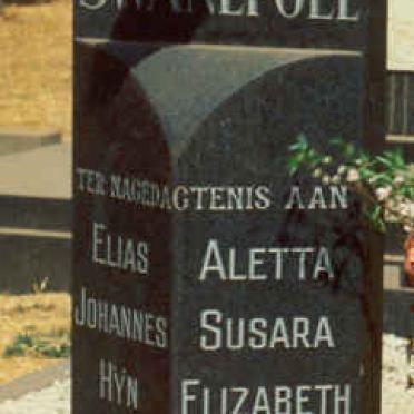 SWANEPOEL Elias Johannes Hÿn 1907-1976 &amp; Aletta Susara Elizabeth 1907-1984