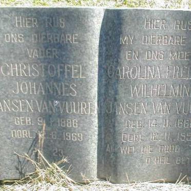 VUUREN Christoffel Johannes, Jansen van 1886-1969 &amp; Carolina Frederika Wilhelmina 1888-1958