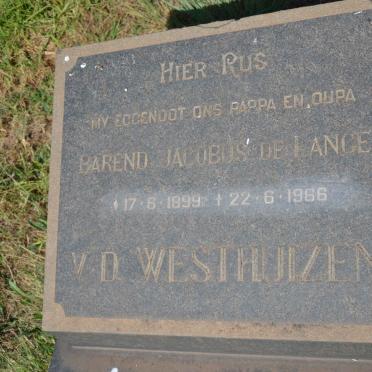 WESTHUIZEN Barend Jacobus de Lange, v.d. 1899-1966