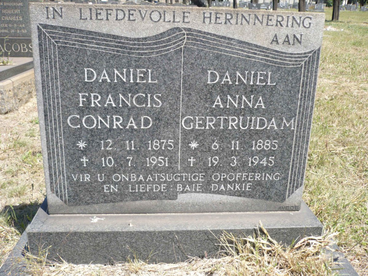 ? Daniel Francis Conrad 1875-1951 &amp; Daniel Anna Gertruida M. 1885-1945