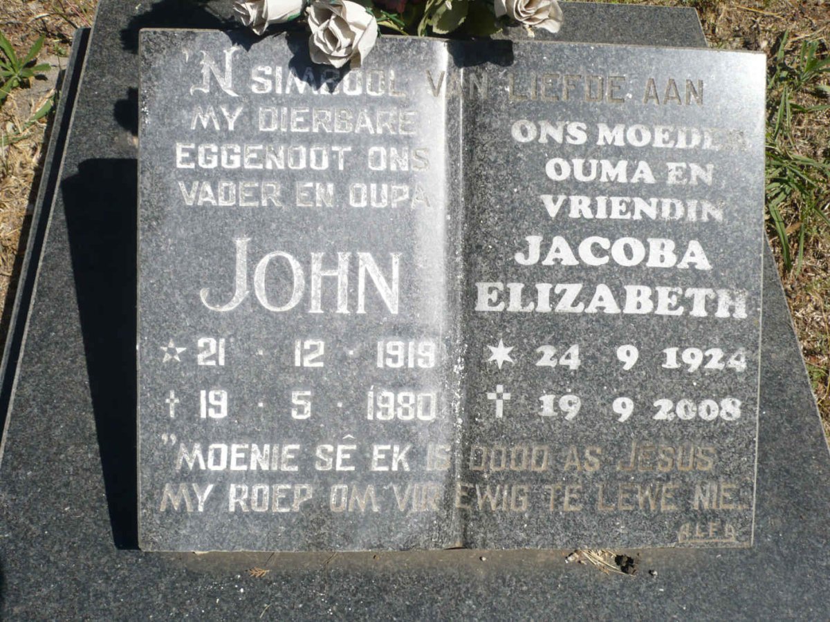 ? John 1919-1980 &amp; Jacoba Elizabeth 1924-2008