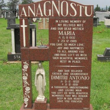 ANAGNOSTU Dimitri Antonio 1932-1991 &amp;  Maria 1932-1989