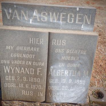 ASWEGEN Wynand F., van 1890-1970 &amp; Albertha M. 1892-1974