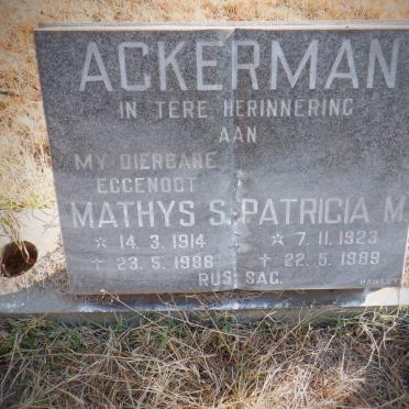 ACKERMAN Matthys S. 1914-1988 &amp; Patricia M. 1923-1989