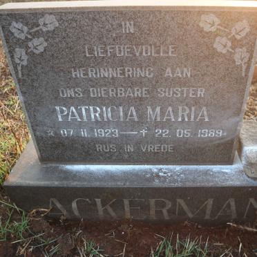ACKERMAN Patricia Maria 1923-1989