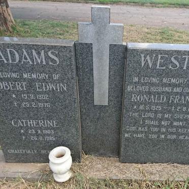 ADAMS Robert Edwin 1902-1976 &amp; Catherine 1903-1985 :: WEST Ronald Francis 1925-1987