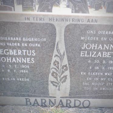 BARNARDO Egbertus Johannes 1909-1984 &amp; Johanna Elizabeth 1912-1991