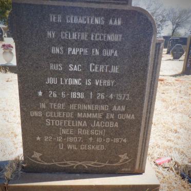 BARNARD Gertjie 1898-1973 &amp; Stoffelina Jacoba ROESCH 1907-1974