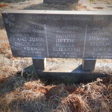 BADENHORST Frans Jurie Nicolaas 1916-1987 &amp; Hettie Hester Elizabeth 1917-1990 :: BADENHORST Hermanus Stefanus 1946-1990