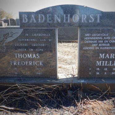 BADENHORST Thomas Frederick 1923-1982 &amp; Mary Millie 1923-2006