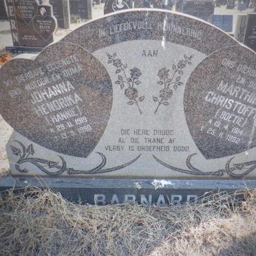 BARNARD Marthinus Christoffel 1914-1992 &amp; Johanna Hendrika 1919-1990