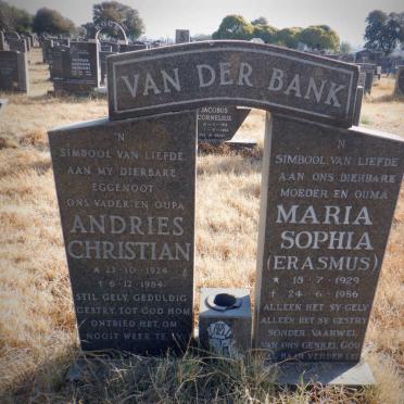 BANK Andries Christian, van der 1924-1984 &amp; Maria Sophia ERASMUS 1929-1986