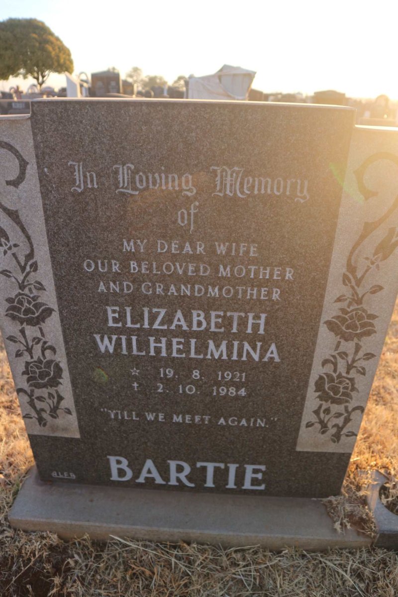 BARTIE Elizabeth Wilhelmina 1921-1984