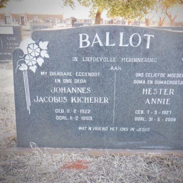 BALLOT Johannes Jacobus Kicherer 1922-1969 &amp; Hester Annie 1927-2008