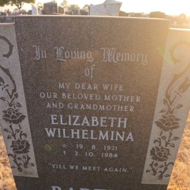 BARTIE Elizabeth Wilhelmina 1921-1984