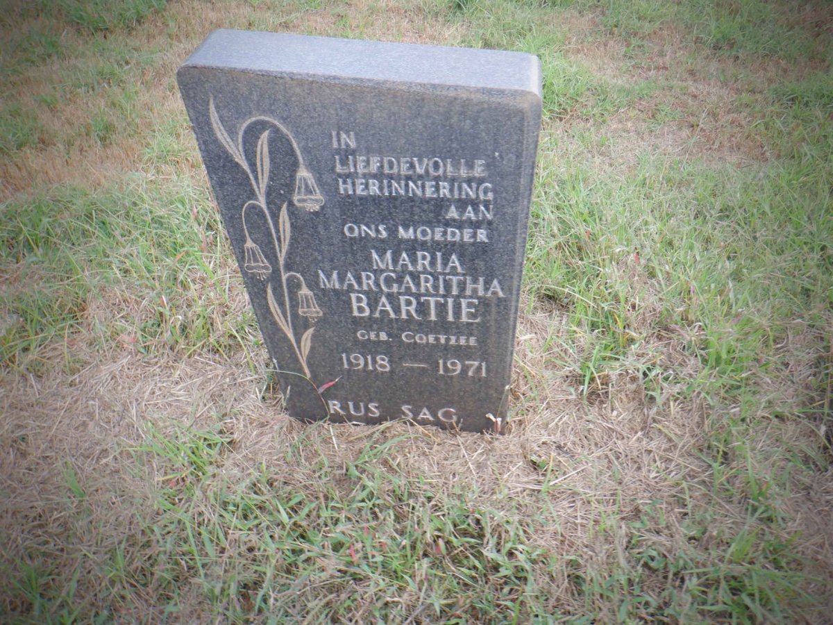 BARTIE Maria Margaritha nee COETZEE 1918-1971