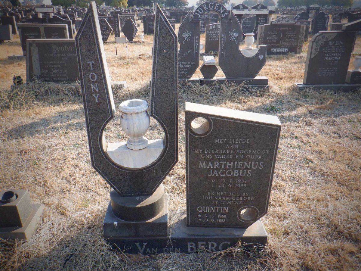 BERG Marthienus Jacobus, van den 1937-1985 :: VAN DEN BERG Quinton 1968-1988