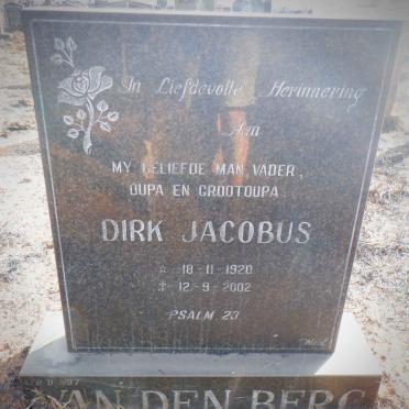 BERG Dirk Jacobus, van den 1920-2002