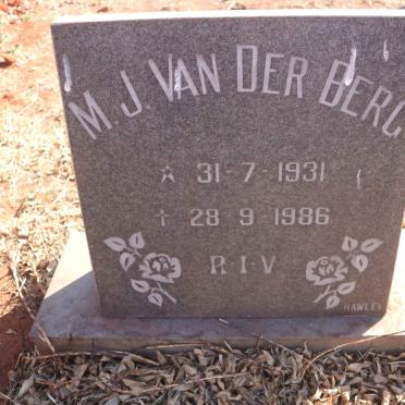 BERG M.J., van der 1931-1986