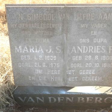 BERG Andries F., van den 1906-1980 &amp; Maria J.S. 1909-1975