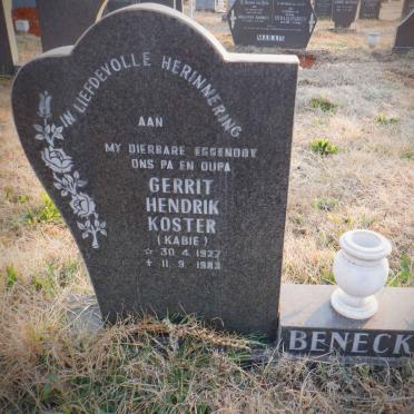 BENECKE Gerrit Hendrik Koster 1927-1983 &amp; Maureen 1930-1995