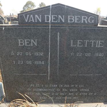 BERG Ben, van den 1932-1994 &amp; Lettie 1940-