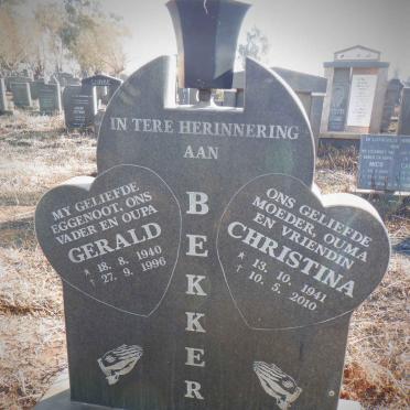 BEKKER Gerald 1940-1996 &amp; Christina 1941-2010