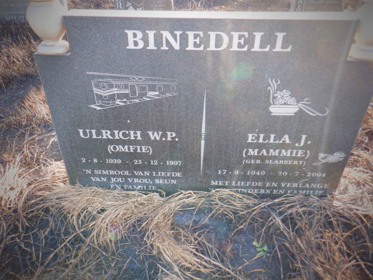BINEDELL Ulrich W.P. 1939-1997 &amp; Ella J. SLABBERT 1940-2004