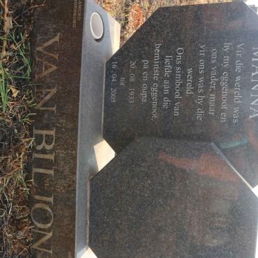 BILJON Manna, van 1933-2005