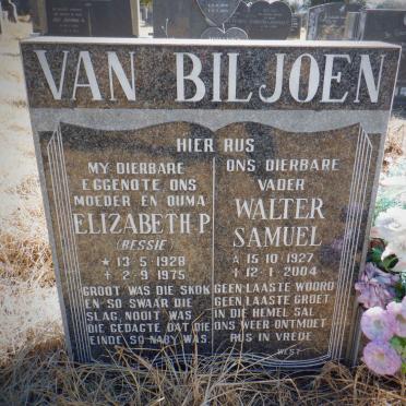 BILJOEN Walter Samuel, van 1927-2004 &amp; Elizabeth P. 1928-1975