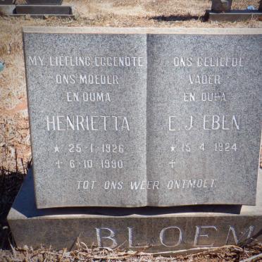 BLOEM Eben E.J. 1924- &amp; Henrietta 1926-1990