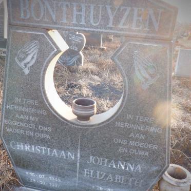 BONTHUYZEN Christiaan 1945-1997 &amp; Johanna Elizabeth 1947-