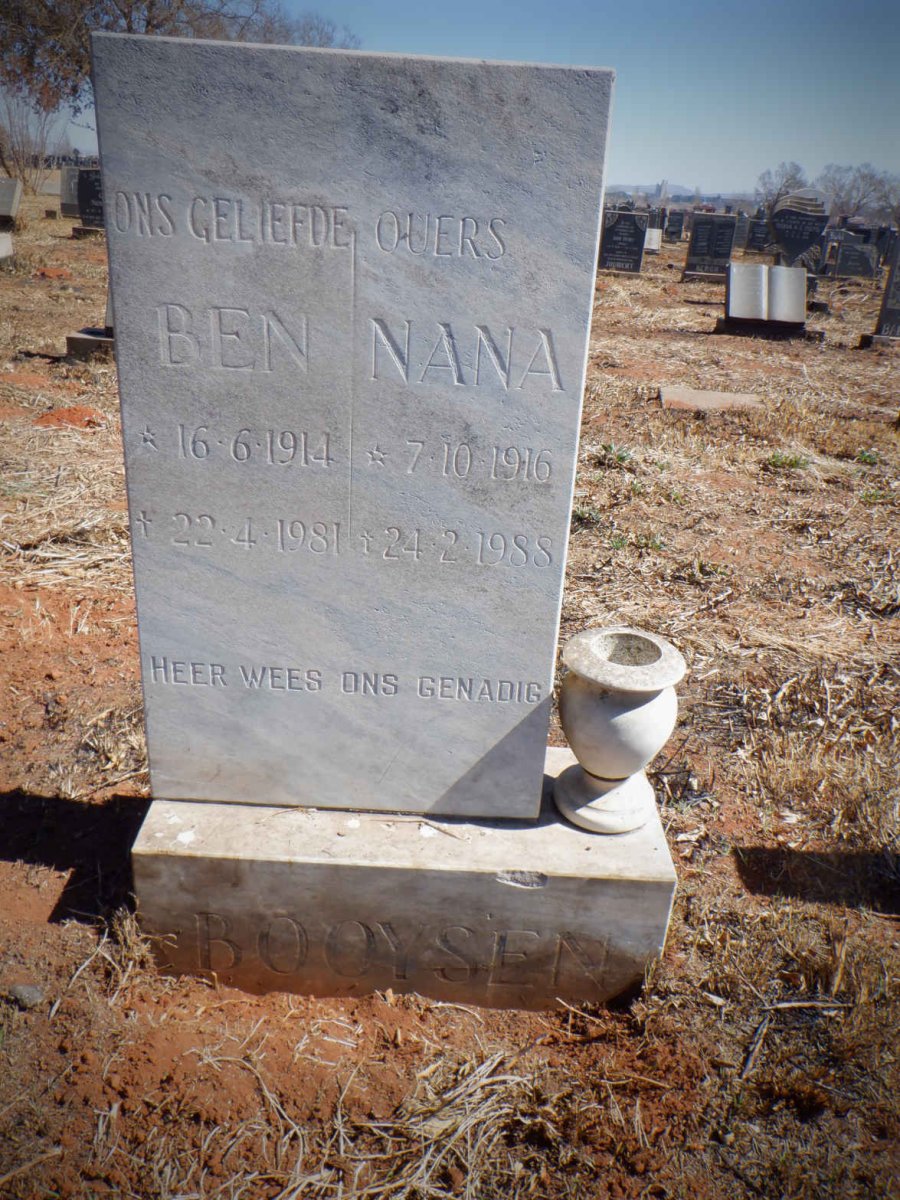 BOOYSEN Ben 1914-1981 &amp; Nana 1916-1988