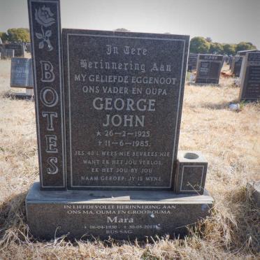BOTES George John 1925-1985 &amp; Mara 1930-2013