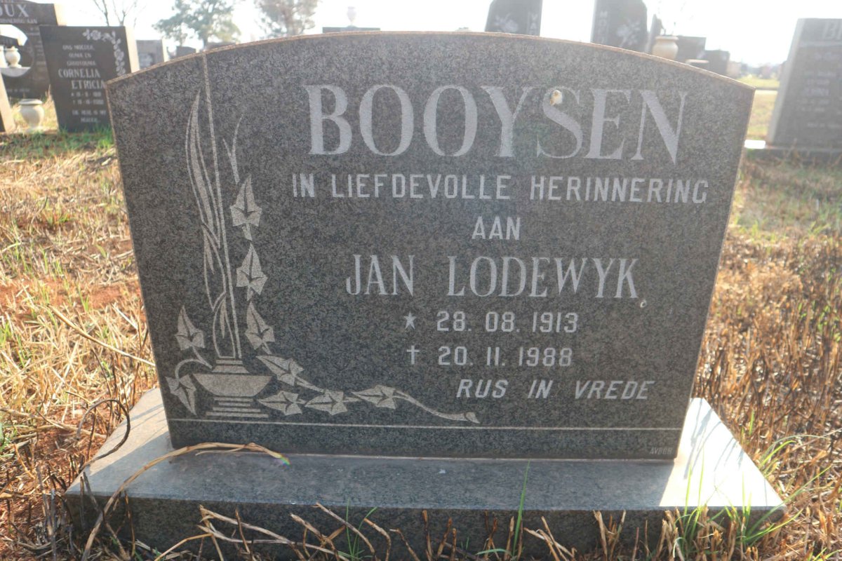 BOOYSEN Jan Lodewyk 1913-1988