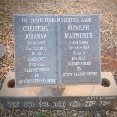 BOSHOFF Rudolph Marthinus 1926-2003 &amp; Christina Johanna 1932-2000