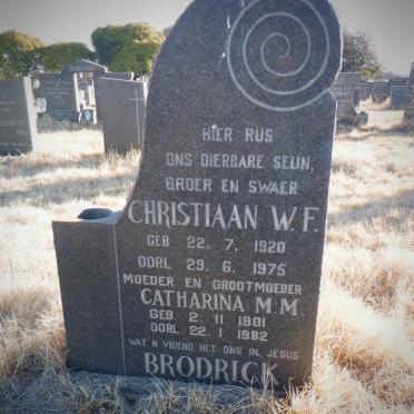 BRODRICK Christiaan W.F. 1920-1975 &amp; Catharina M.M. 1901-1982