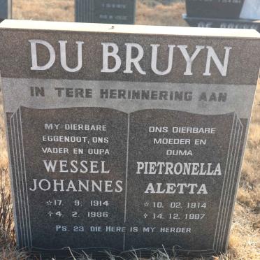 BRUYN Wessel Johannes, du 1914-1986 &amp; Pietronella Aletta 1914-1997